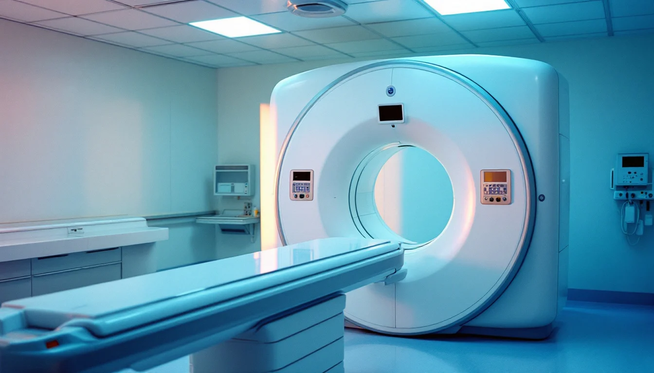A CT scanner in a hospital imaging room